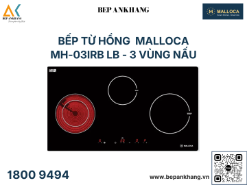 Bếp điện từ 3 vùng nấu kết hợp Malloca MH-03IRB LB - Việt Nam 